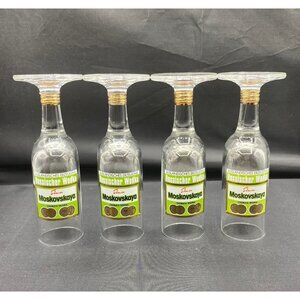 LOT 4 Moskovskaya Vodka Upside Down Bottle Shaped Shot Glass